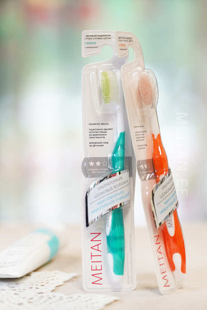 Зубная щётка (осенний закат) с шёлковыми волокнами Код: PP-36A